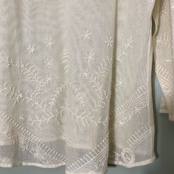 EUC MANGO CASUAL SHEER EMBROIDERED SWEATER - Picture 2 of 9